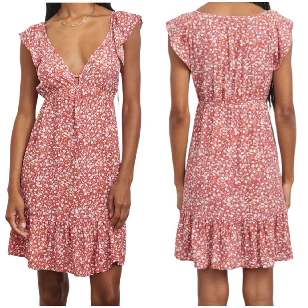 Rails NWT Anika Mini Dress Red Ditsy Floral Size 2X Lightweight Pullover V-Neck